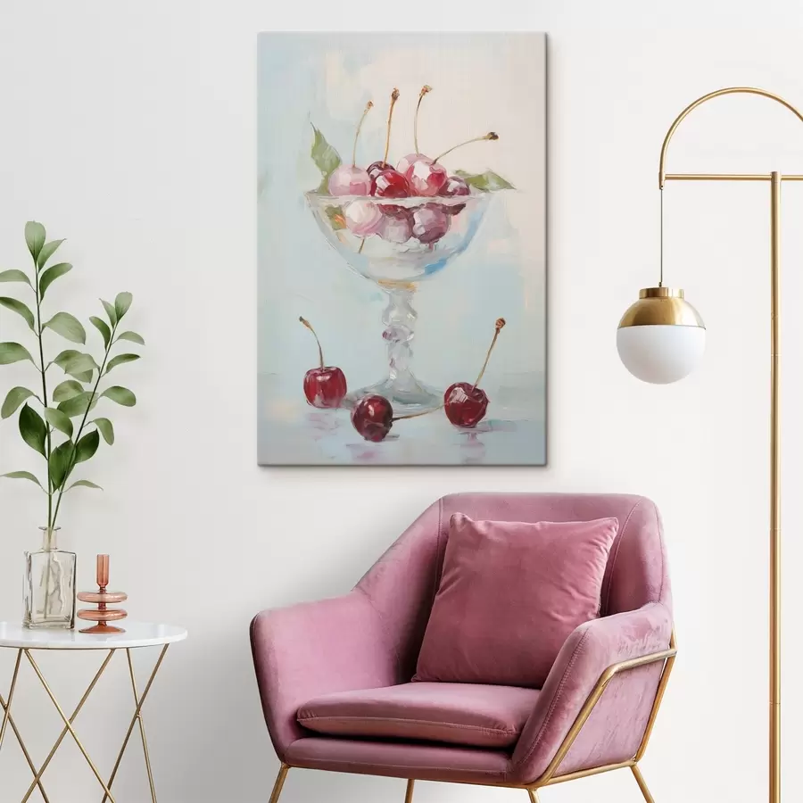  Peintures Des cerises dans un vase, reproduction d'un tableau s50415