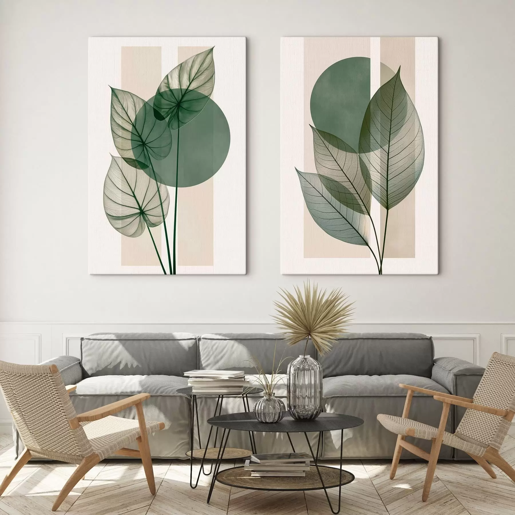  Schilderijen Abstracte voorstelling met fijne blaadjes m30892