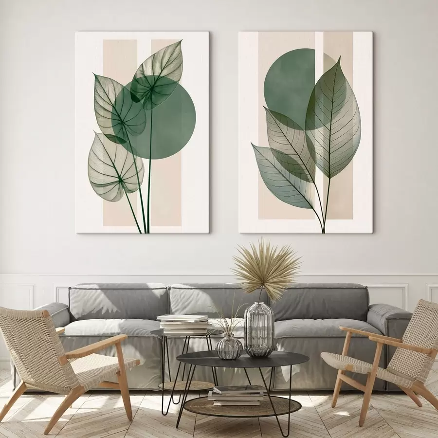  Schilderijen Abstracte voorstelling met fijne blaadjes m30892
