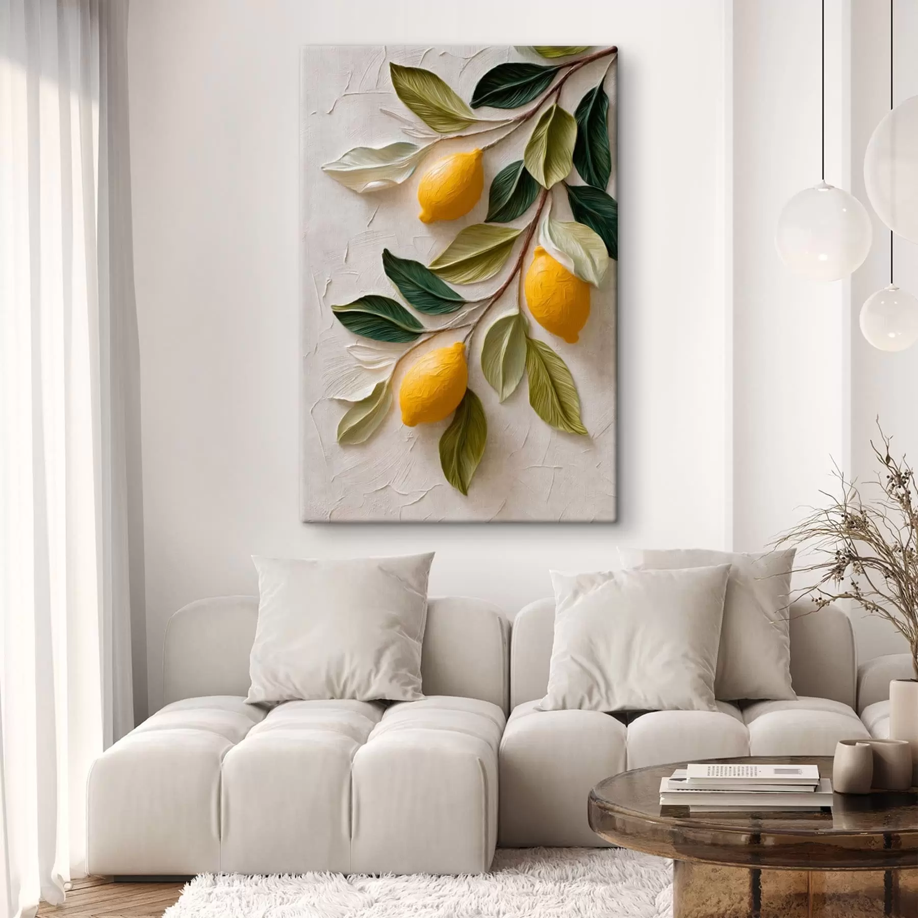  Peintures Des citrons sur des branches aux feuilles vertes s50445