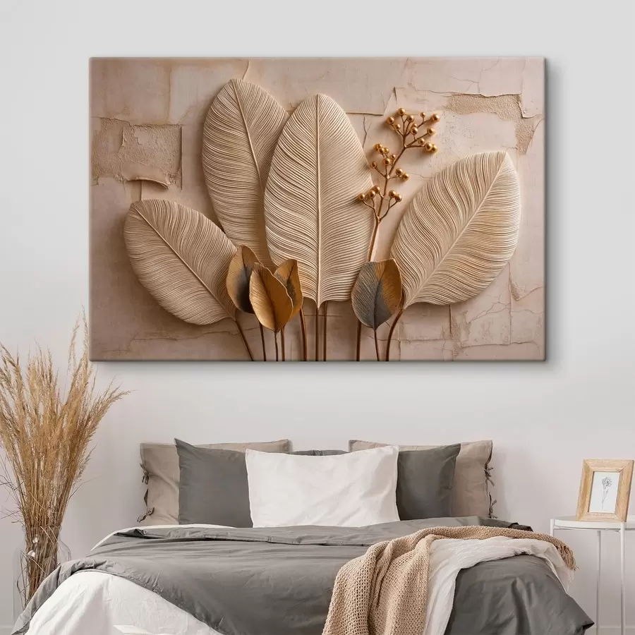 Fotobehang Grote, lichte bladeren en een sierlijke tak s50454