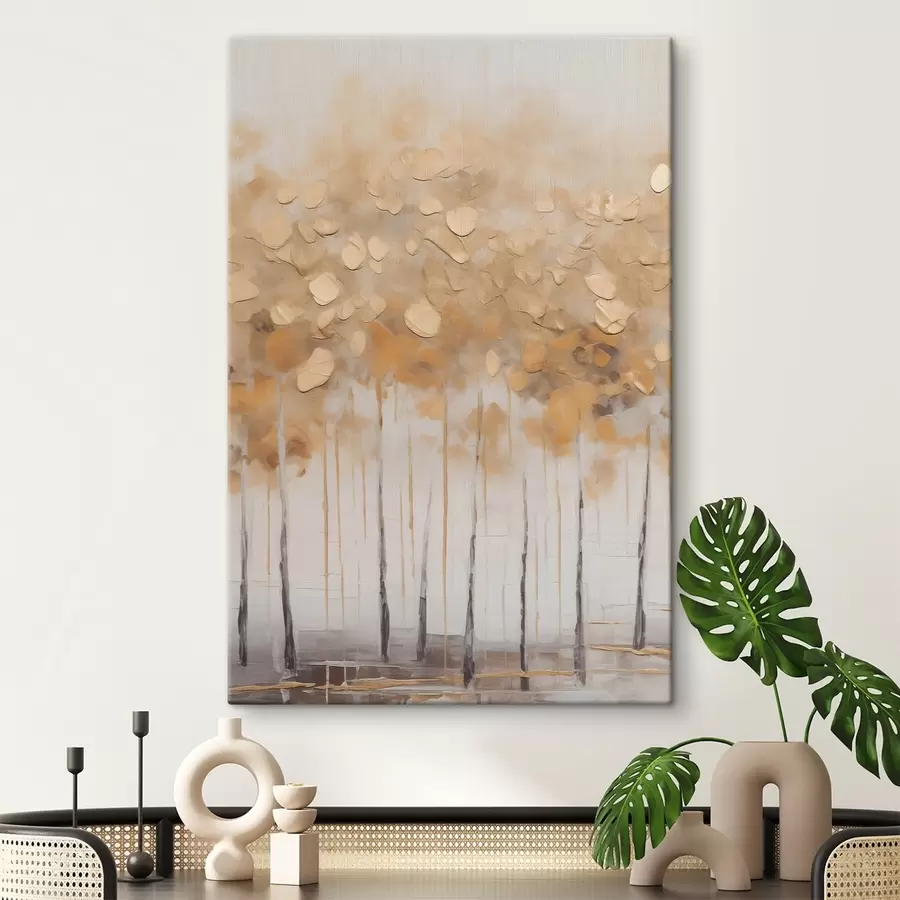  Peintures Bouleaux d'automne dans des tons beiges s50387