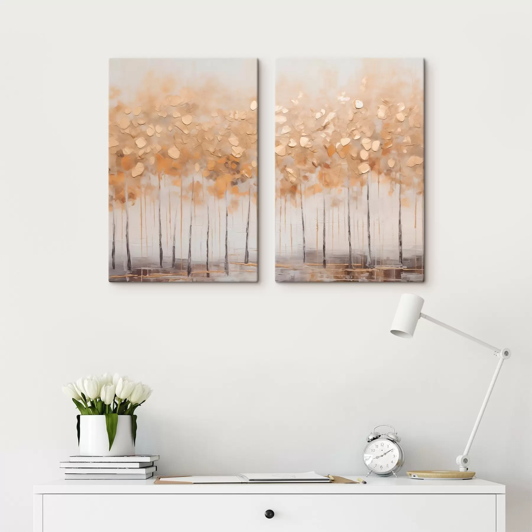  Peintures Forêt de bouleaux en automne m30901