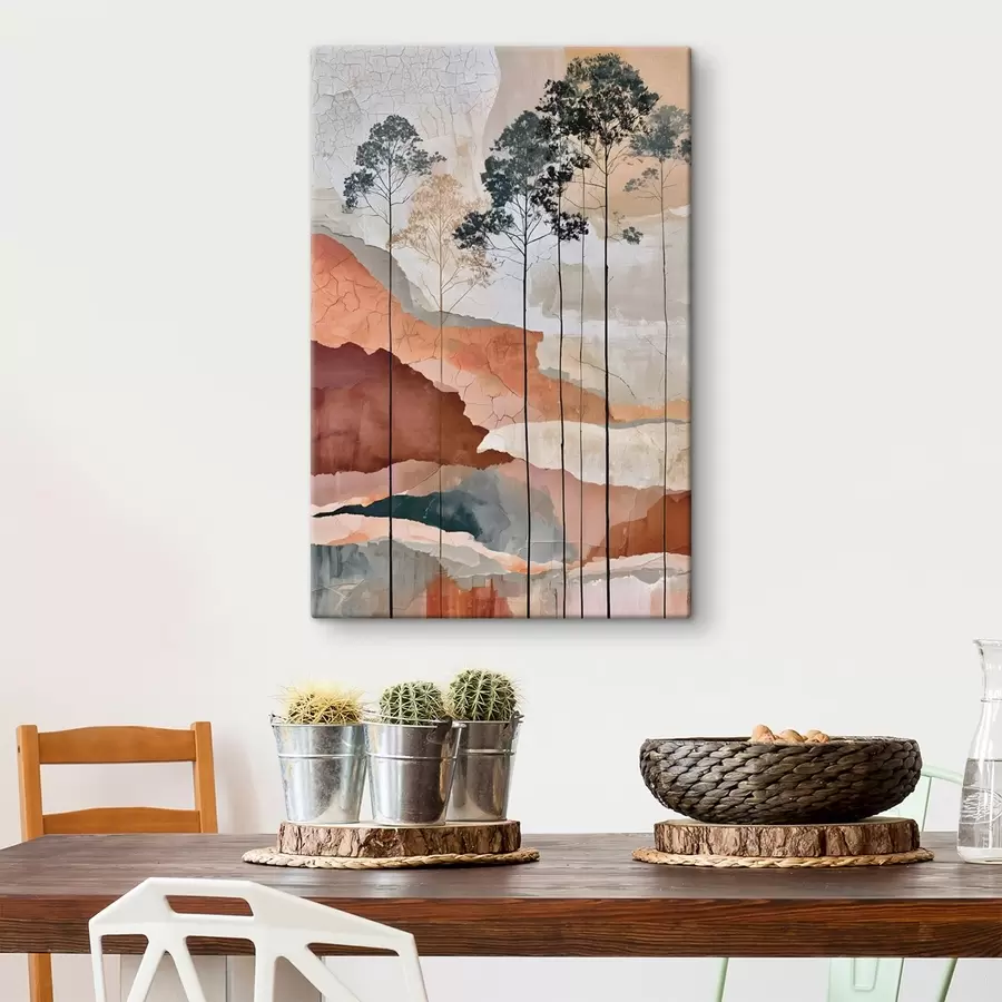  Peintures Un paysage abstrait texturé avec des arbres s50476