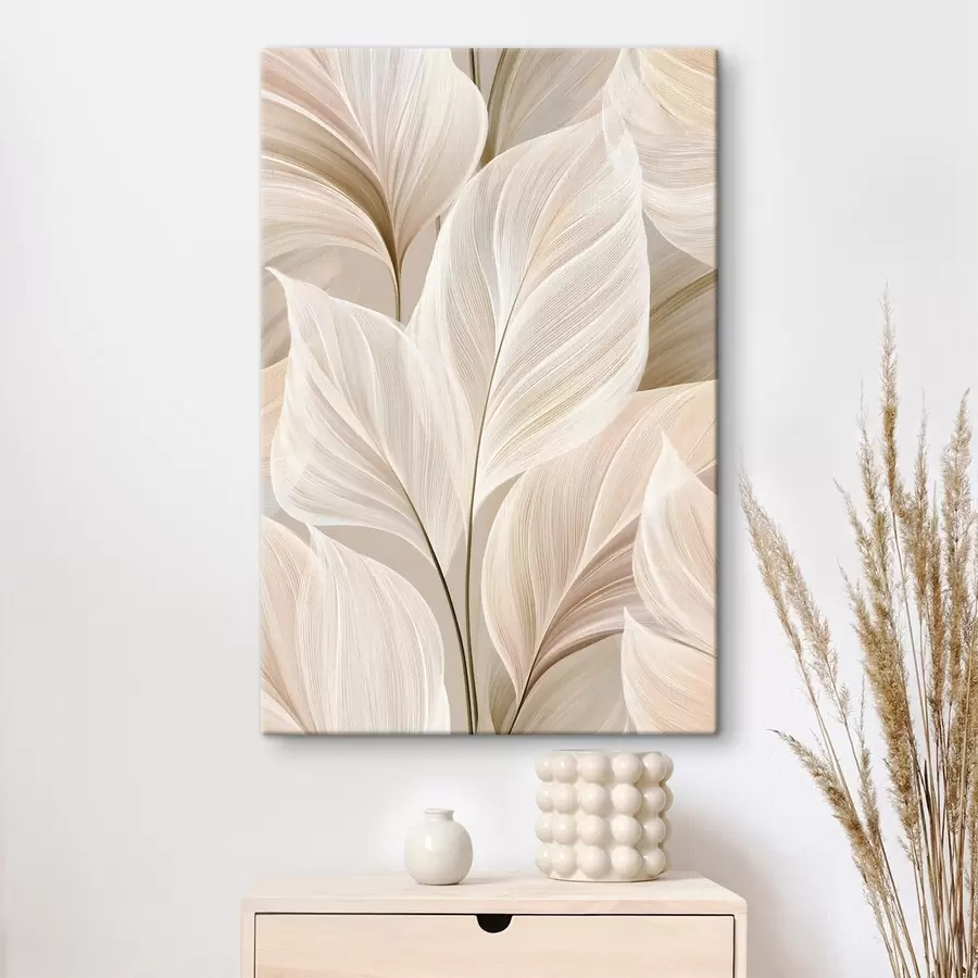  Peintures Feuilles délicates dans des tons de beige s50477