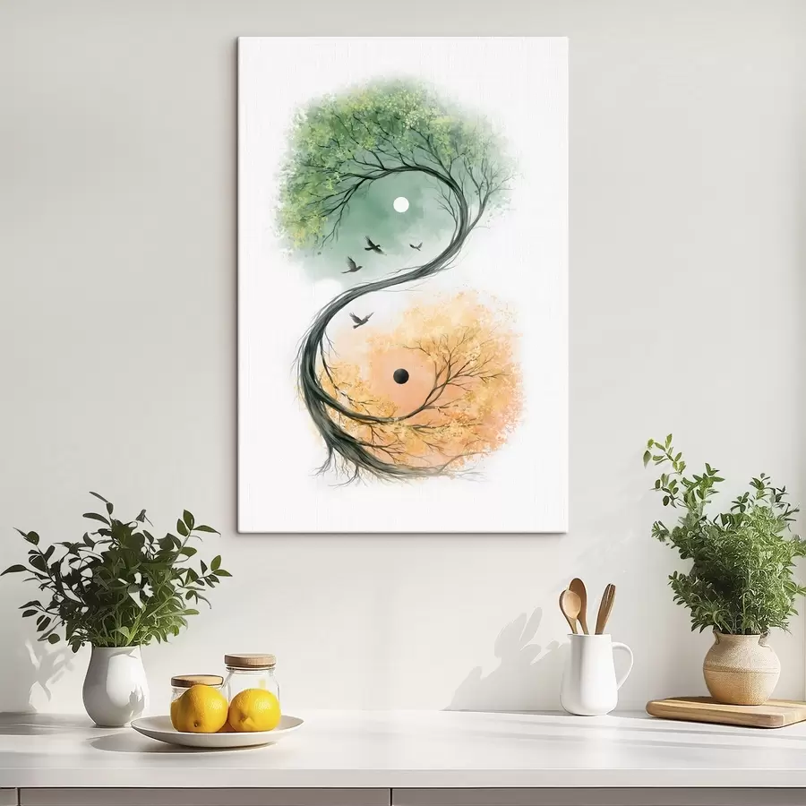  Peintures Un arbre dont la forme rappelle celle du symbole du Yin-Yang s50482