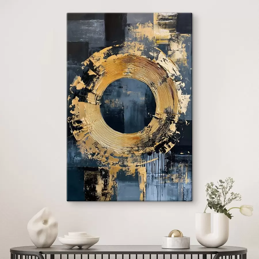  Peintures Une peinture abstraite représentant un cercle et des coups de pinceau simulés s50485
