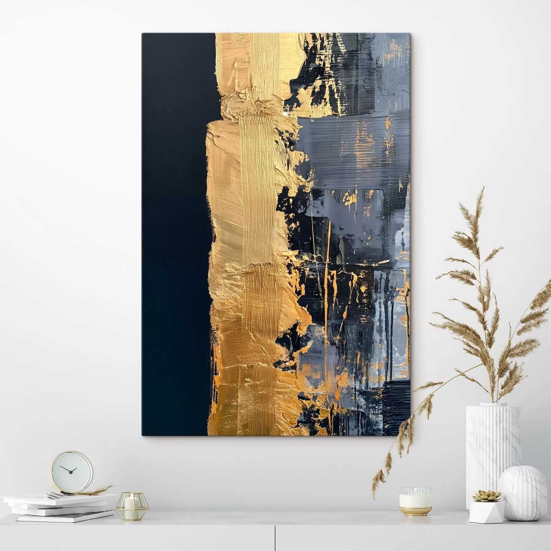  Peintures Une peinture abstraite représentant une bande et des coups de pinceau simulés s50486