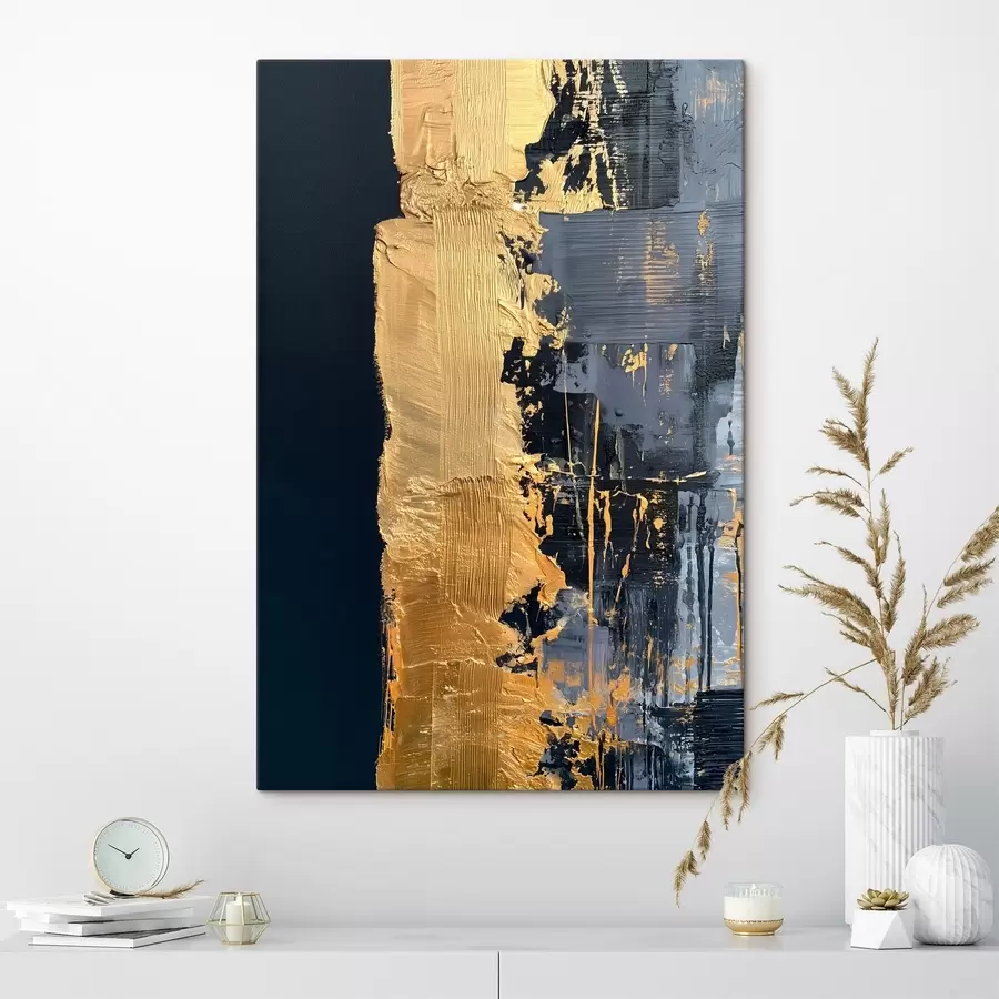  Peintures Une peinture abstraite représentant une bande et des coups de pinceau simulés s50486