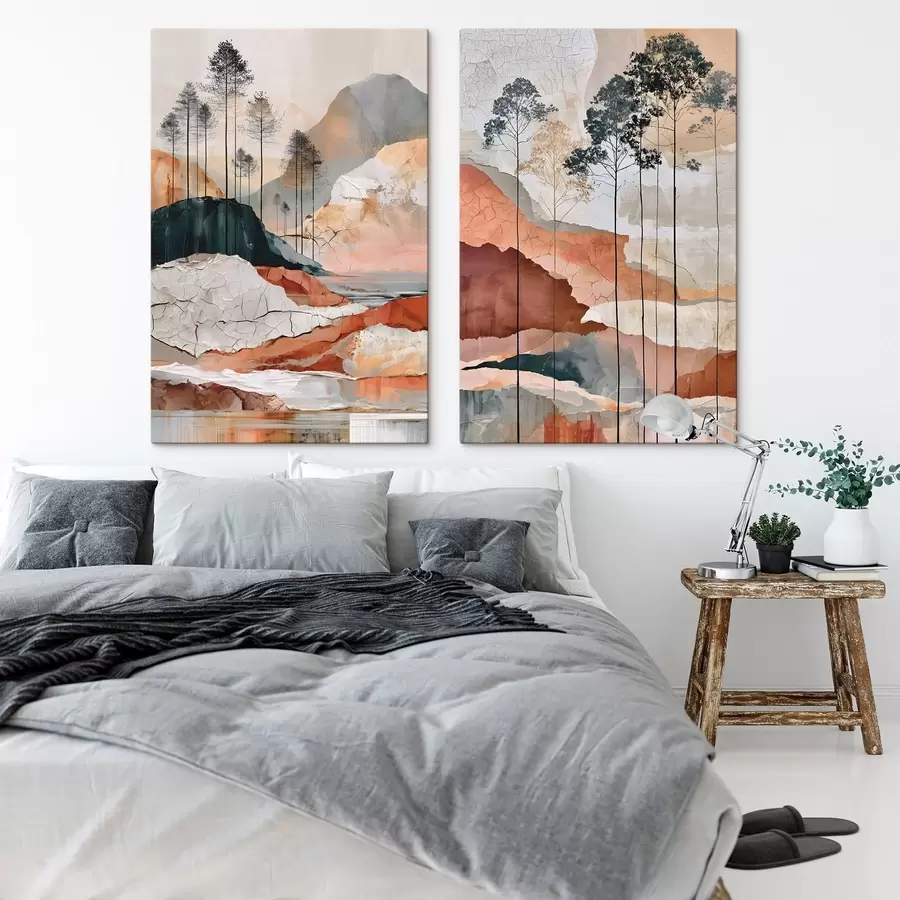  Peintures Un paysage abstrait texturé avec des arbres m30926