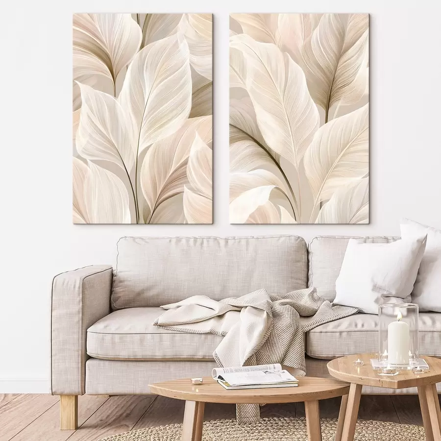  Peintures Feuilles délicates dans des tons de beige m30927