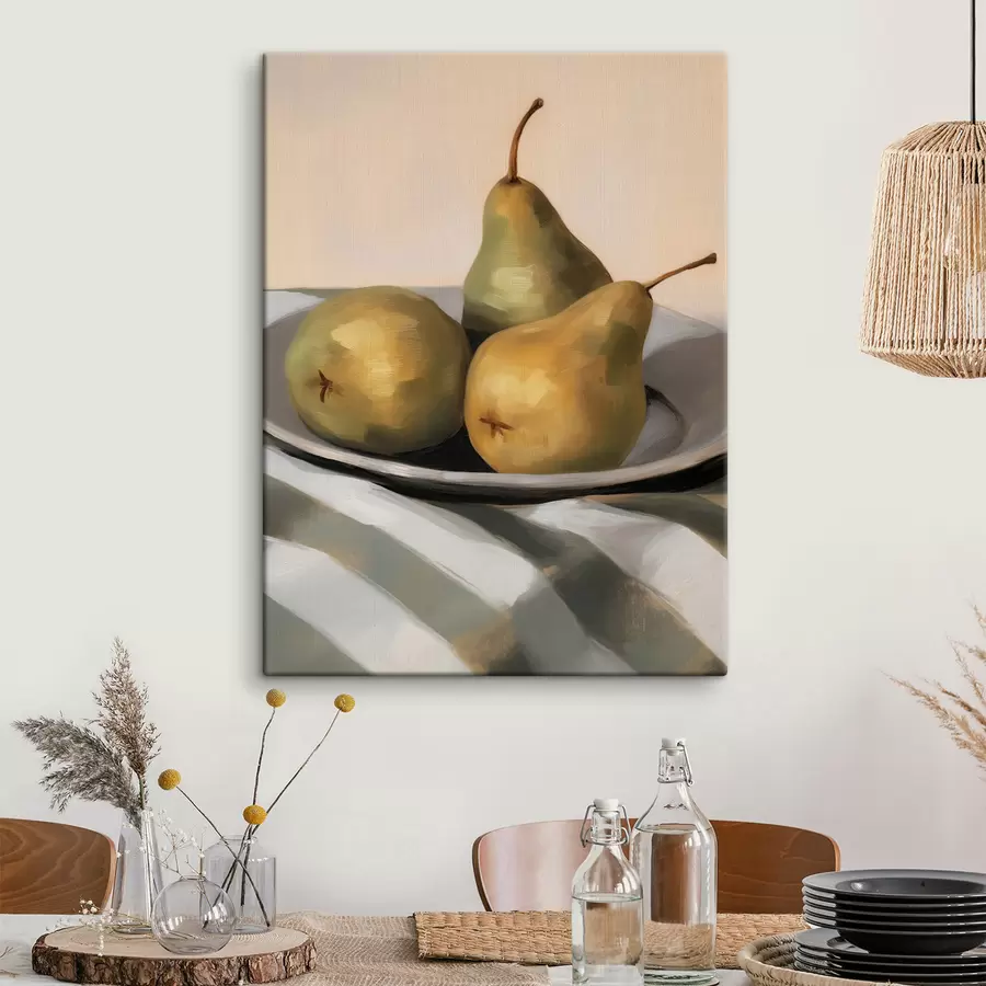  Schilderijen Stilleven met peren op een gestreept doek s50620