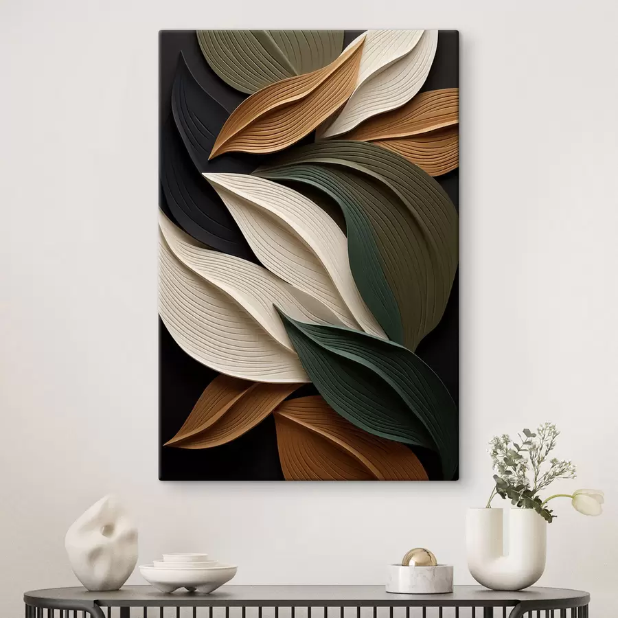  Peintures Composition abstraite aux textures variées, composée de formes superposées et courbes dans des tons terreux s50630