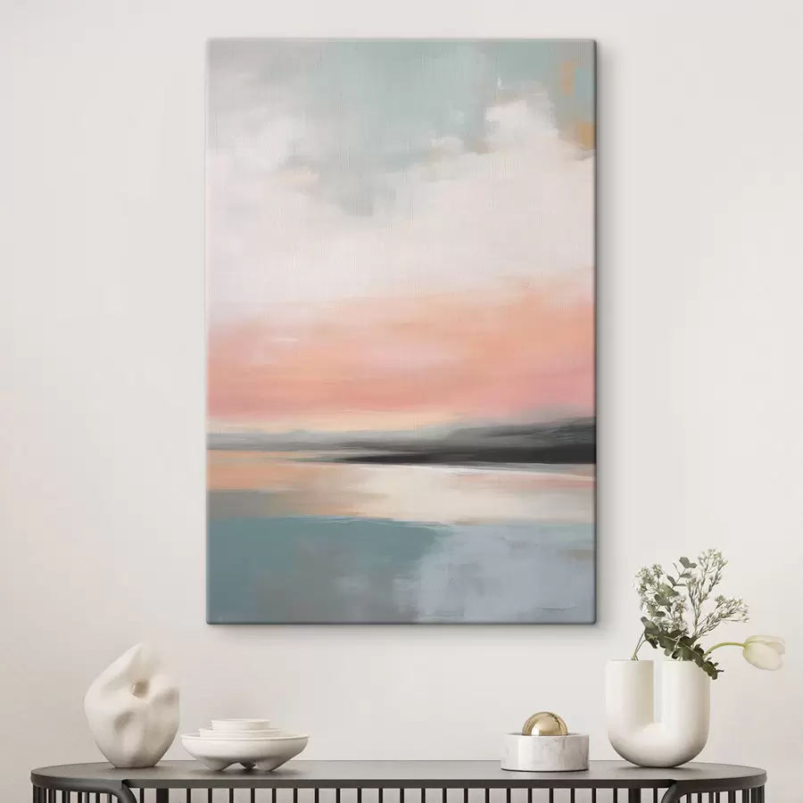  Peintures Paysage marin abstrait et minimaliste aux teintes pastel douces s50640