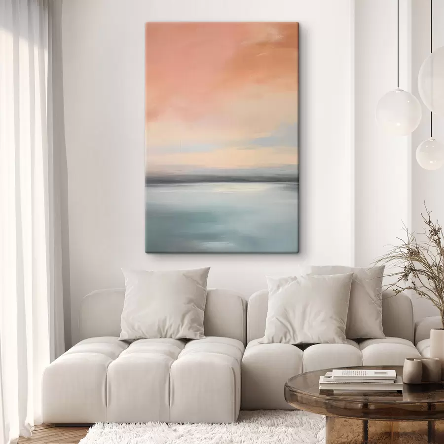  Peintures Paysage marin abstrait et minimaliste aux teintes pastel douces s50641