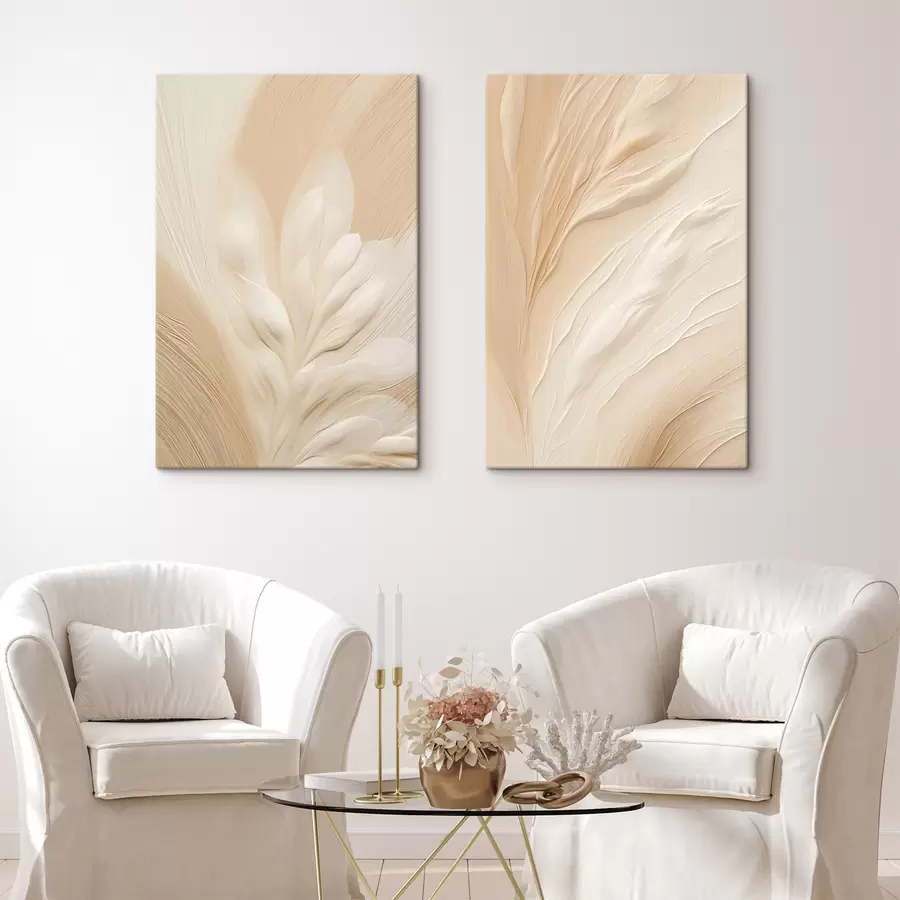 Peintures Une texture florale abstraite, délicate et aux tons clairs, sur un fond doux aux nuances de pêche m30962