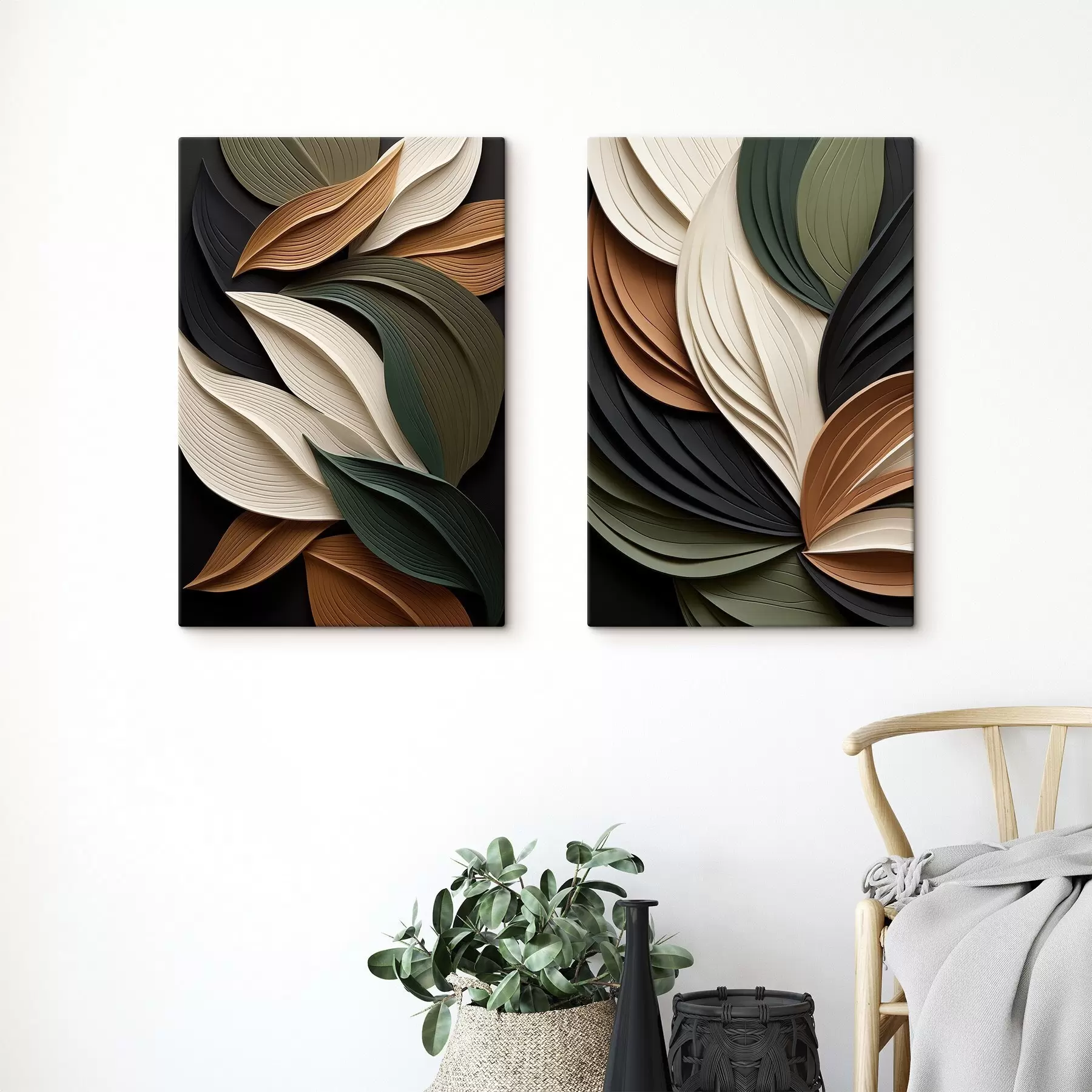  Peintures Composition abstraite aux textures variées, composée de formes superposées et courbes dans des tons terreux m30964
