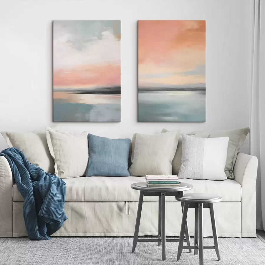  Peintures Paysage marin abstrait et minimaliste aux teintes pastel douces m30969