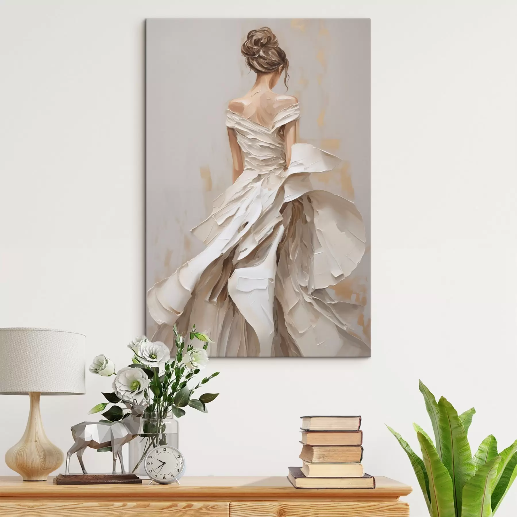  Peintures Une jeune fille en robe, de dos s50659