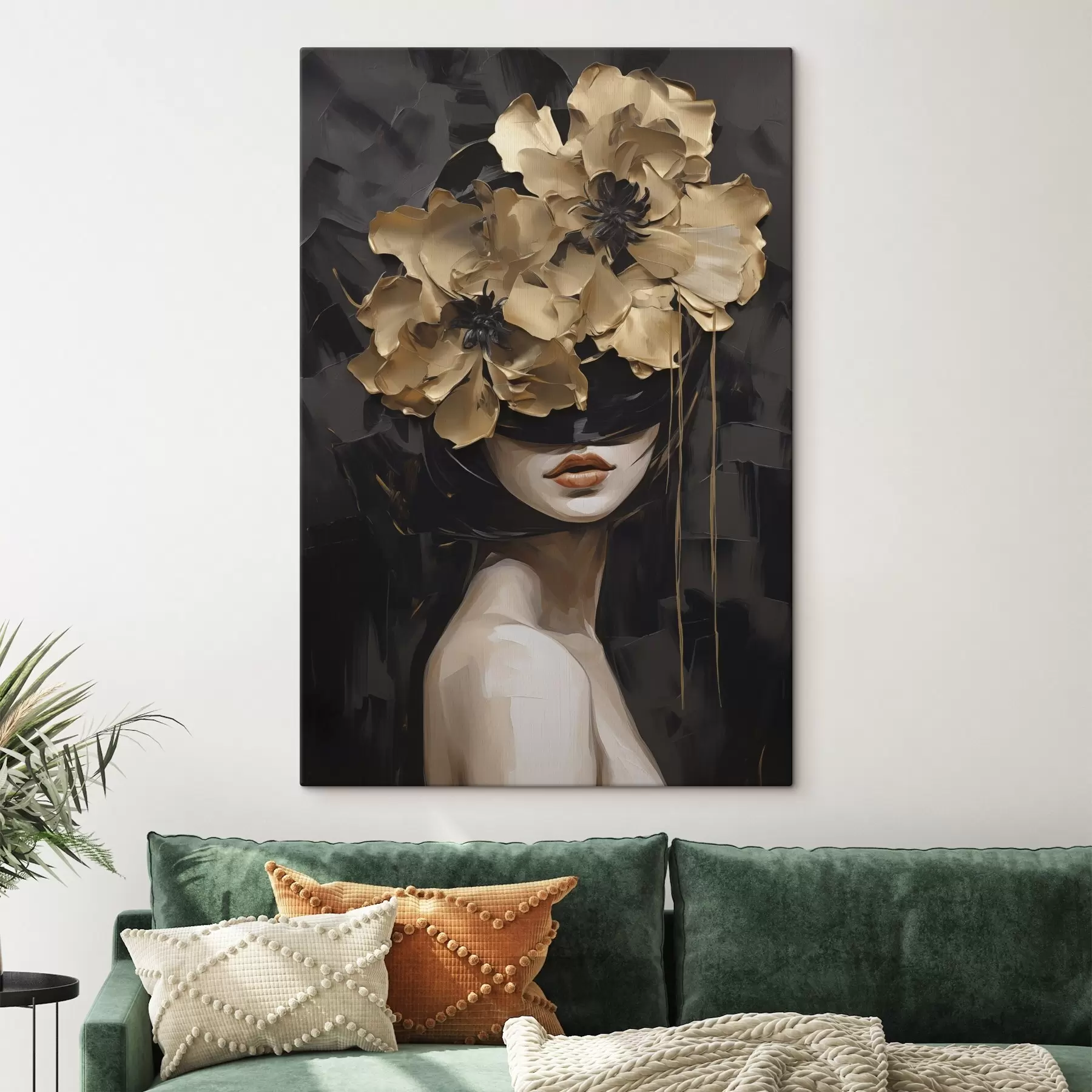  Peintures Une jeune fille avec des fleurs dans les cheveux s50670