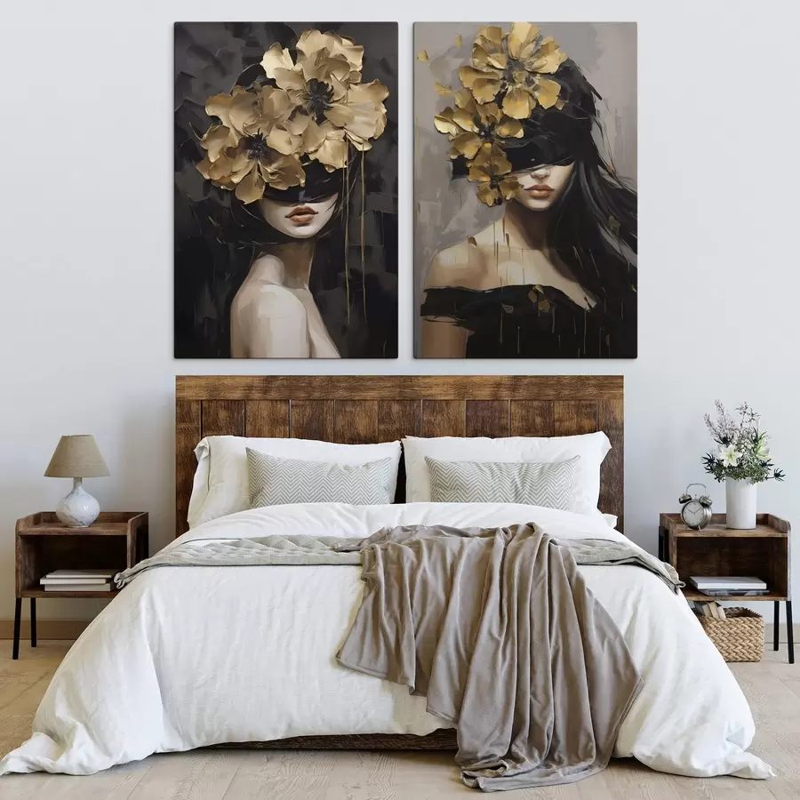 Fotobehang Abstract meisje met bloemen in haar haar m30976