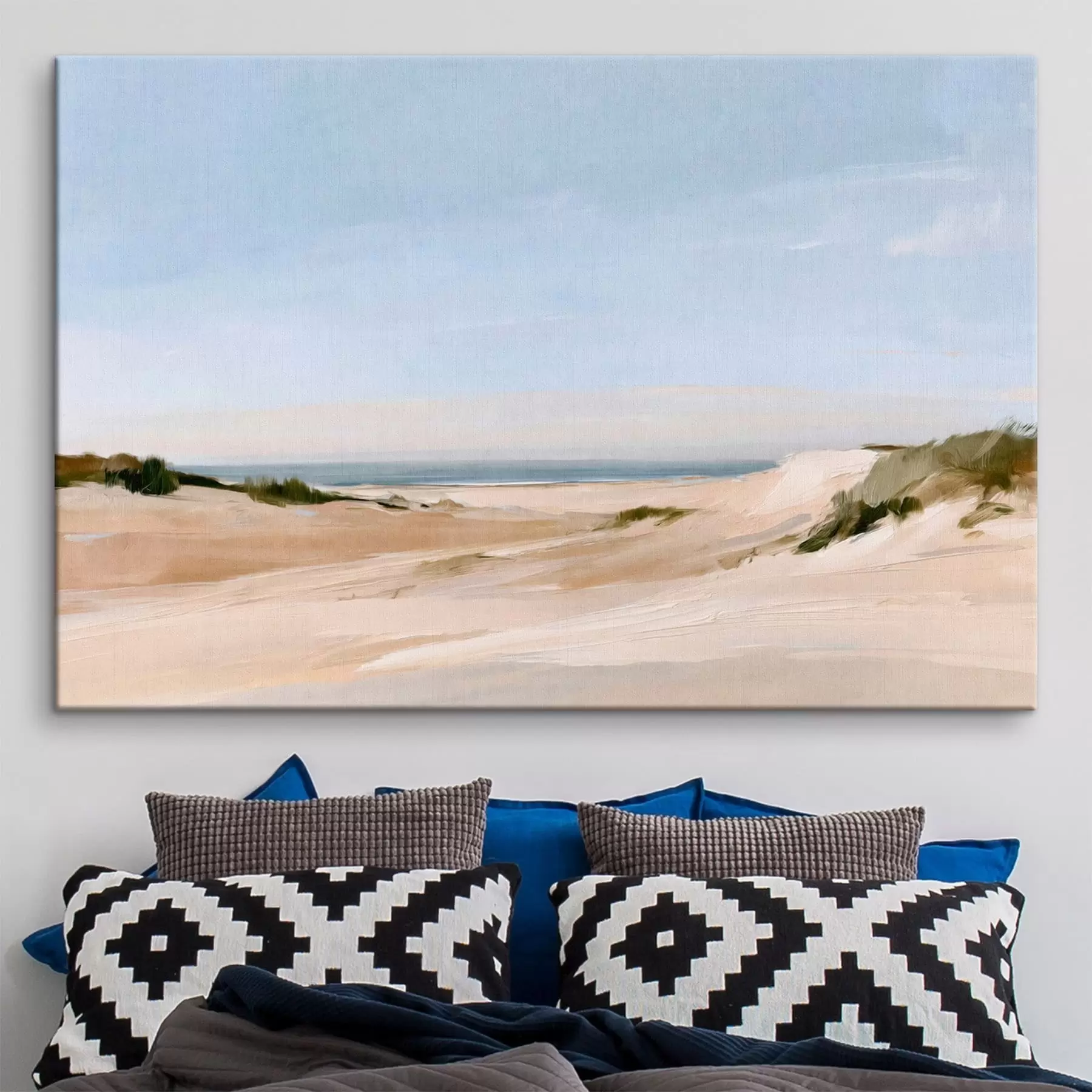  Peintures Des herbes de plage au bord de la mer, baignées d'une lumière chaude s50576