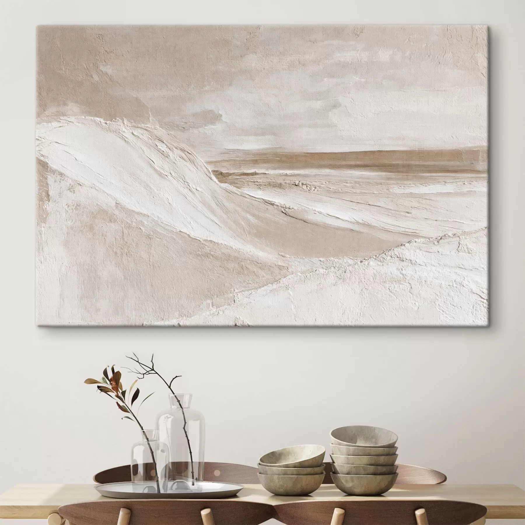  Schilderijen Abstract landschap met textuur in lichtbeige tinten s50577