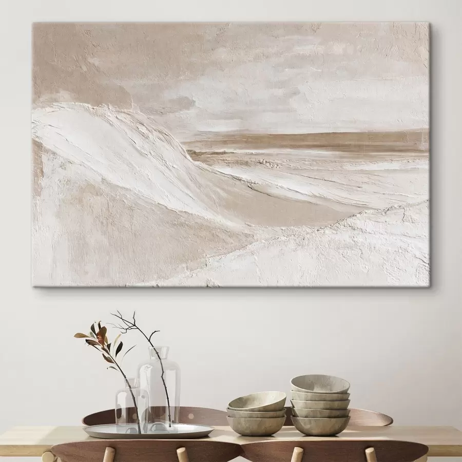  Peintures Paysage abstrait texturé dans des tons beige pâle s50577