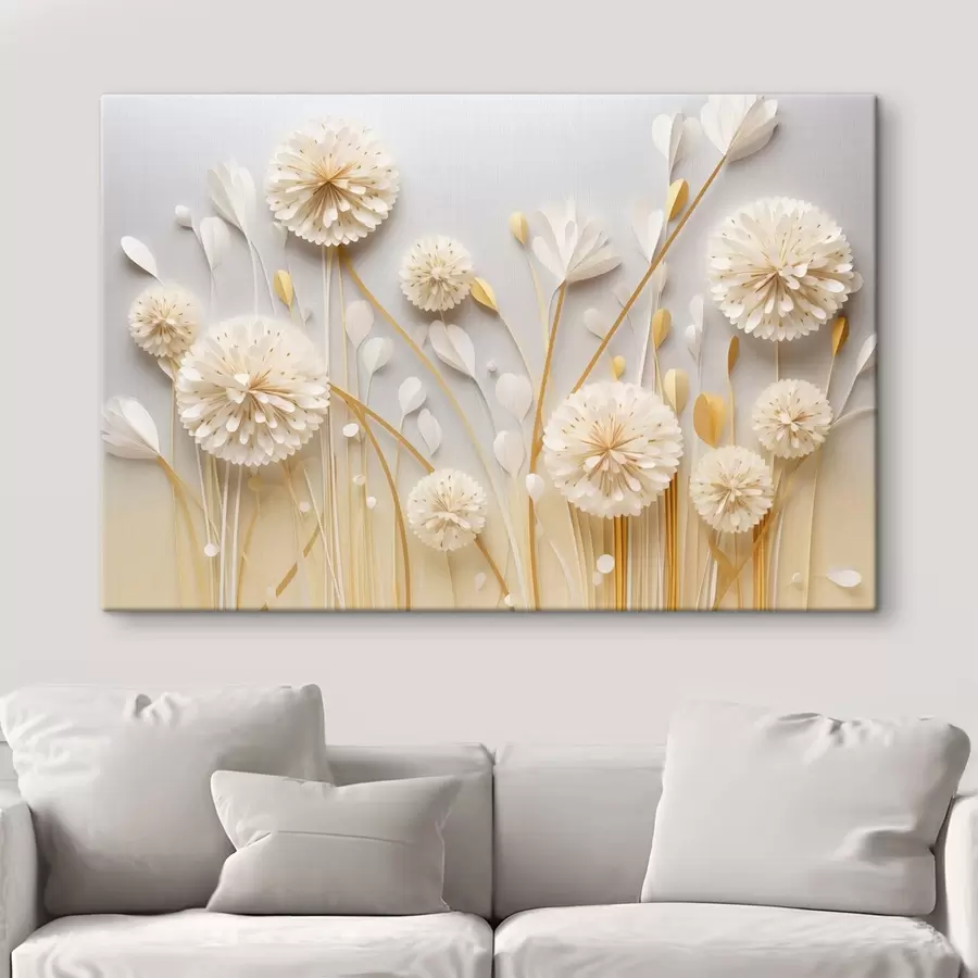  Peintures Des fleurs blanches en relief rehaussées de touches chaleureuses s50581
