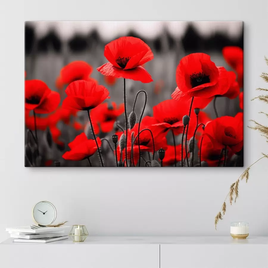  Peintures Des coquelicots d'un rouge vif sur un fond monochrome s50584