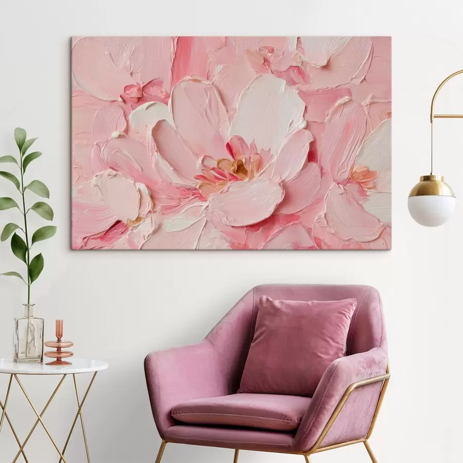  Peintures Pétales roses texturés de grandes fleurs s50585