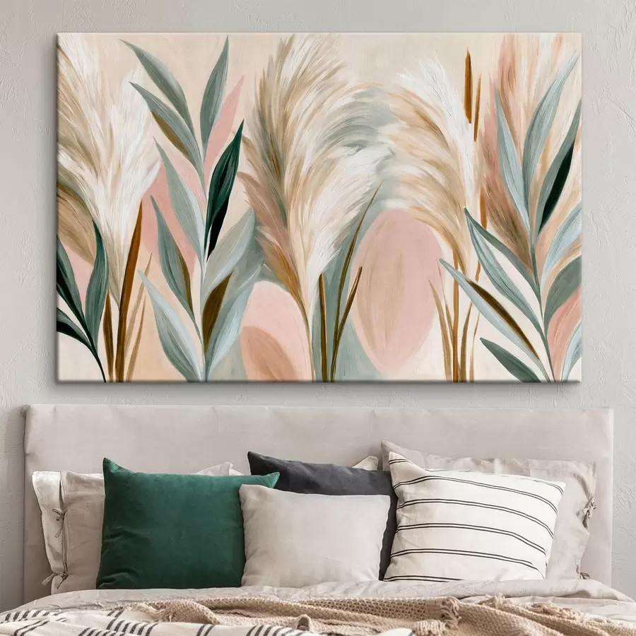  Peintures Feuilles décoratives et graminées plumeuses aux tons pastel s50586