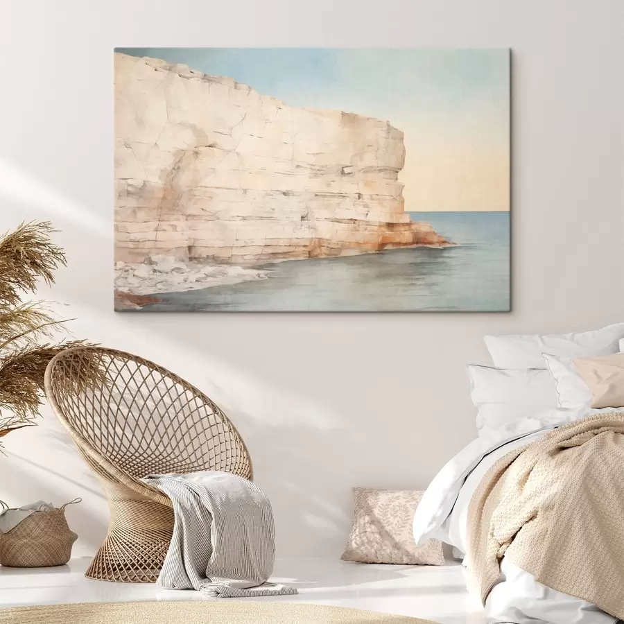  Peintures Une falaise côtière pâle surplombant une mer calme s50587