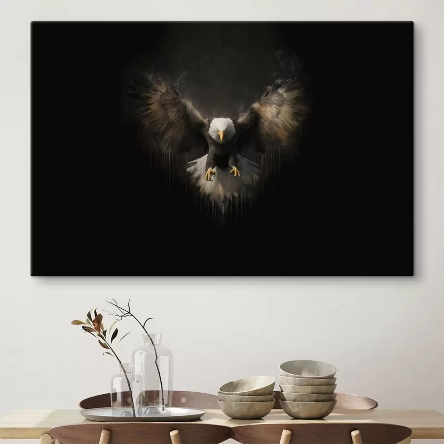  Peintures Aigle aux ailes déployées sur fond noir s50589