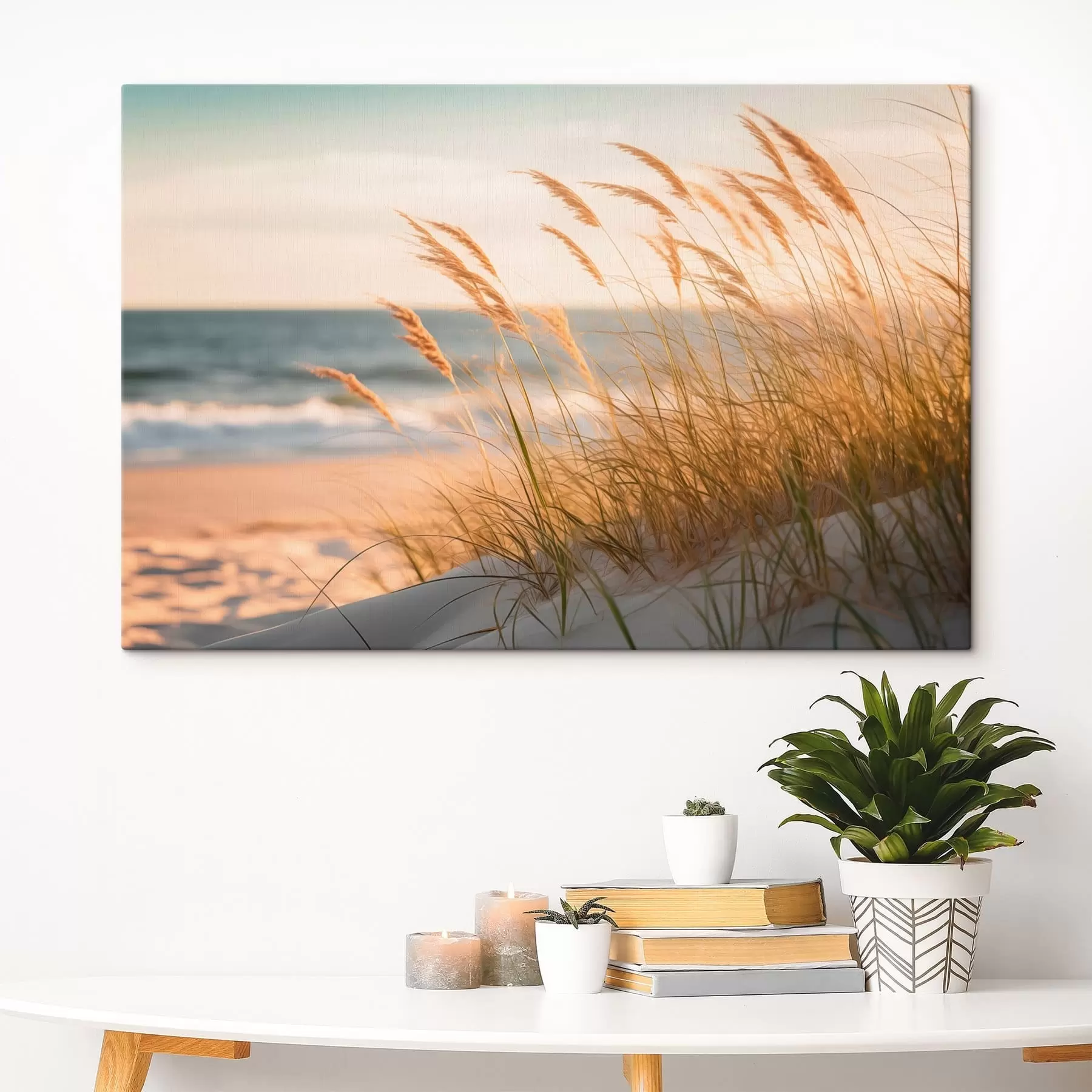  Peintures Des dunes de sable pâle au bord d'une mer calme s50593