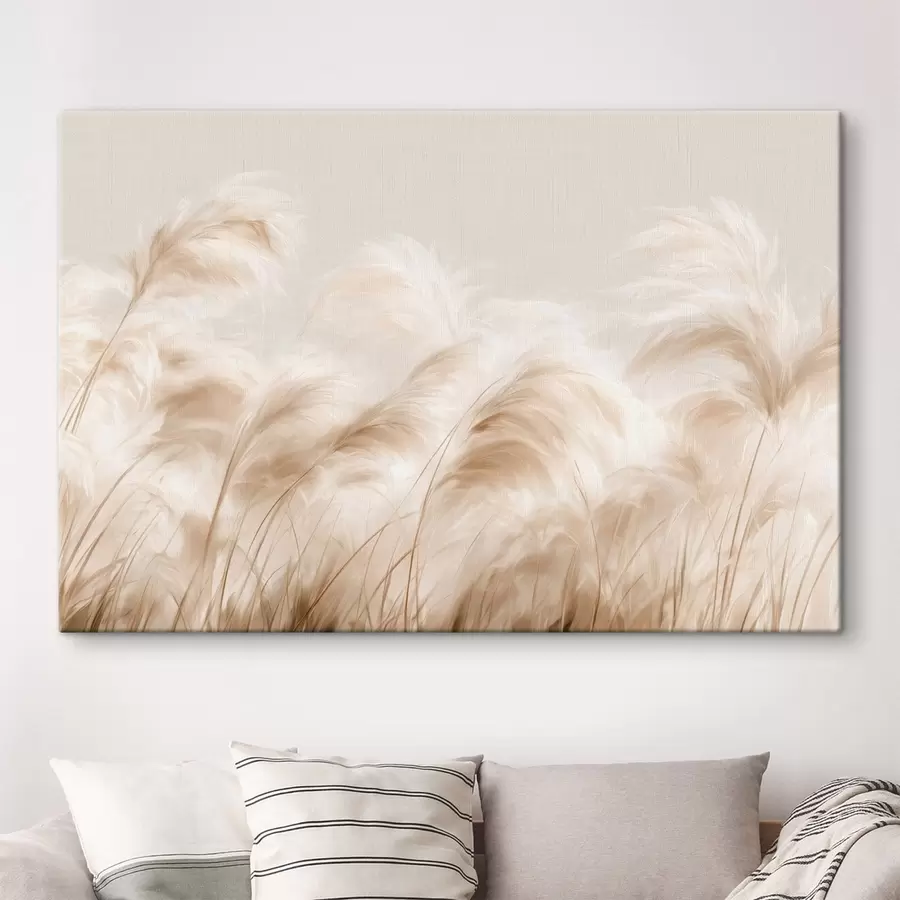 Fotobehang Luchtige, bleke grassen tegen een zachte, neutrale achtergrond s50598