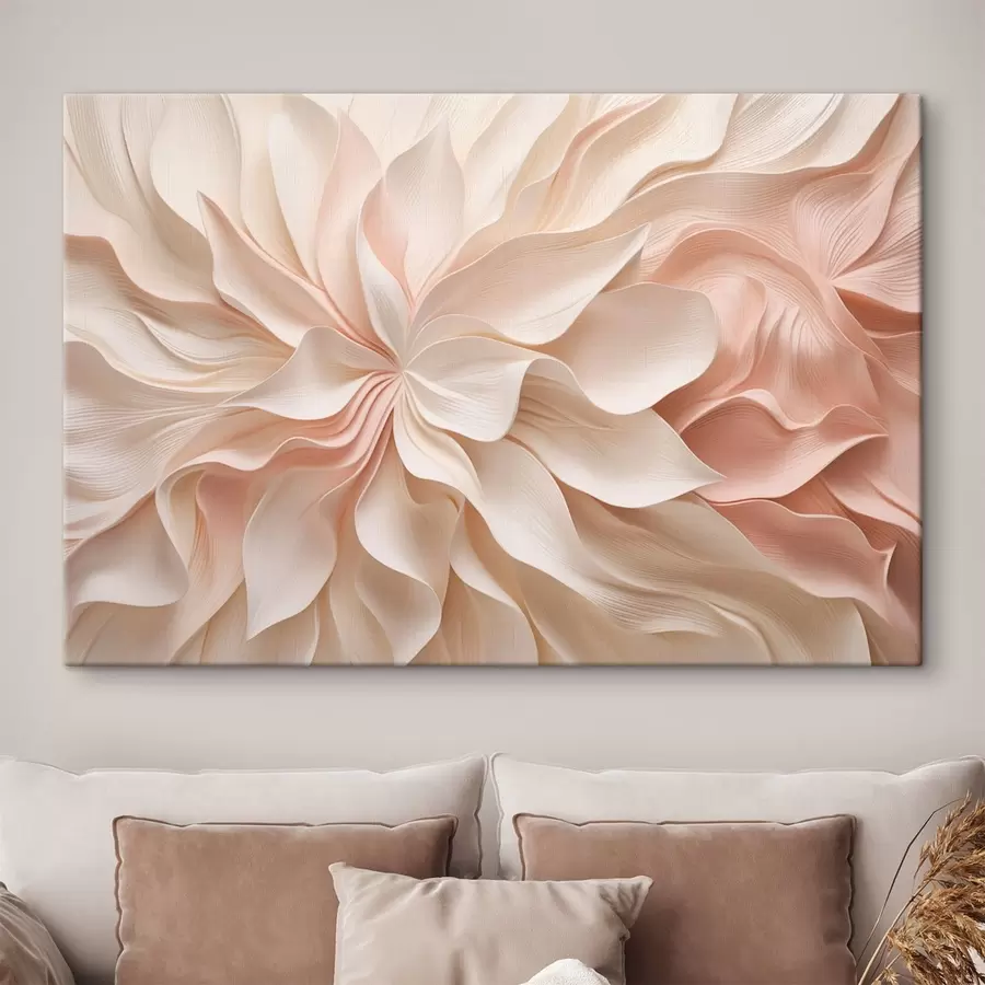 Fotobehang Ruimtelijke bloemmotieven in crèmekleurige en roze tinten s50599