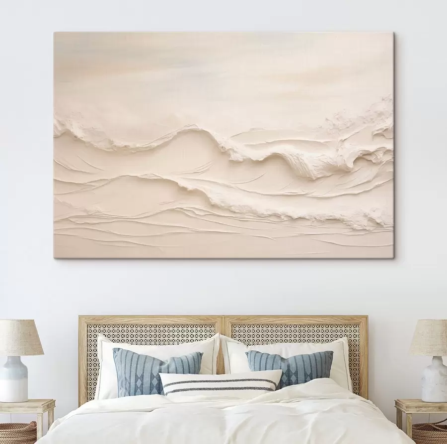Fotobehang Abstracte golven in lichtcrèmekleurige tinten s50600