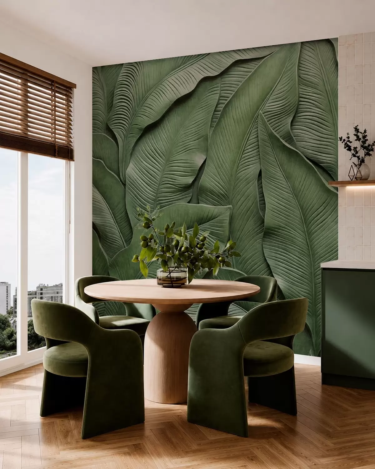 Fotobehang Groene bladnerven w05887