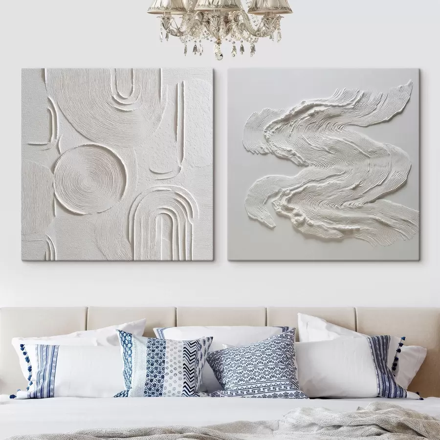  Peintures Une composition décorative composée d'arcs, de cercles et de vagues dynamiques dans des tons clairs m30761