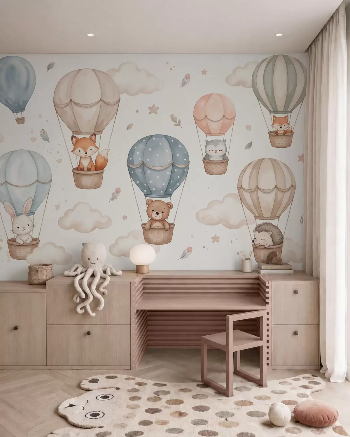 Fotobehang Vriendjes in luchtballonnen w10001