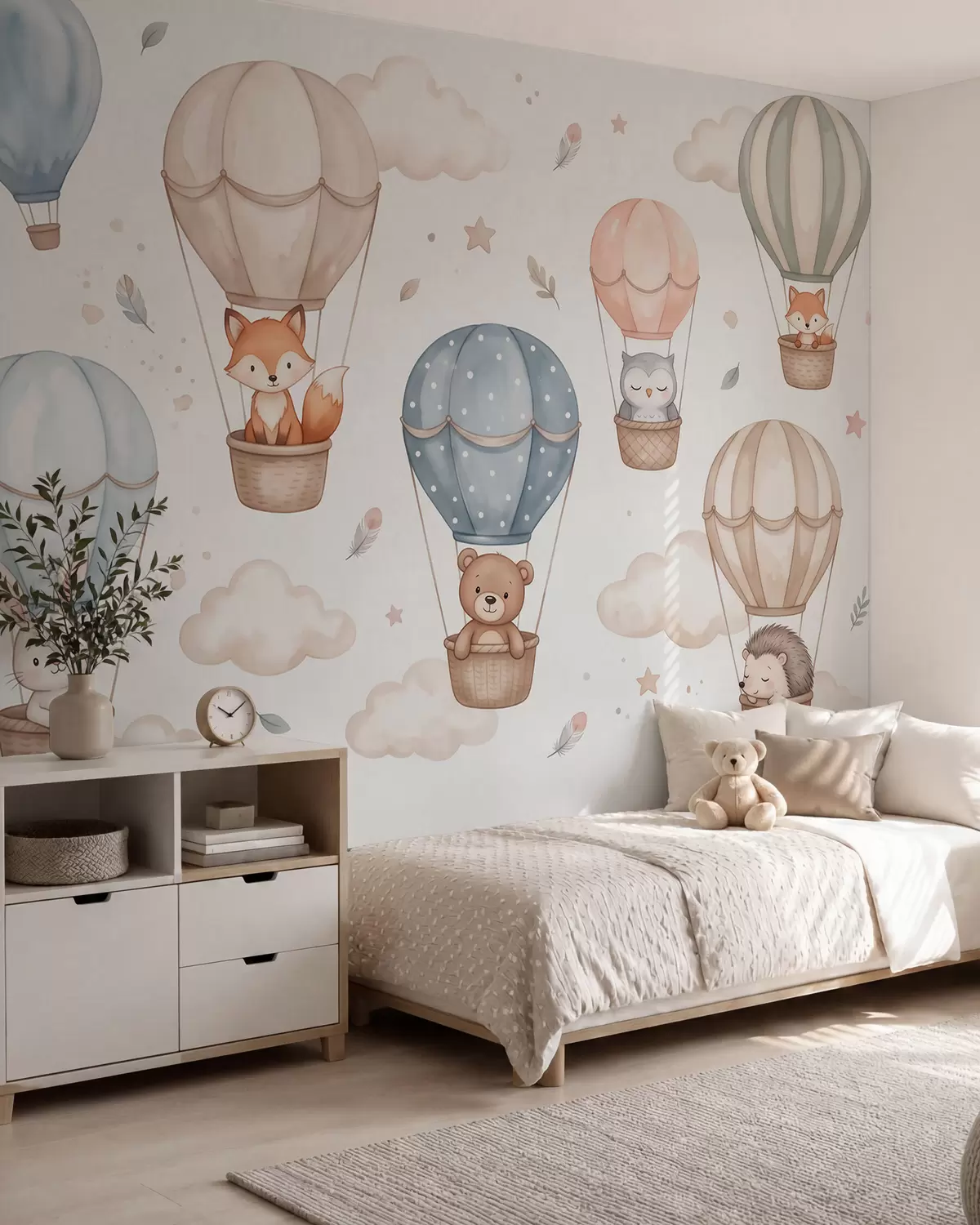 Fotobehang Vriendjes in luchtballonnen w10001