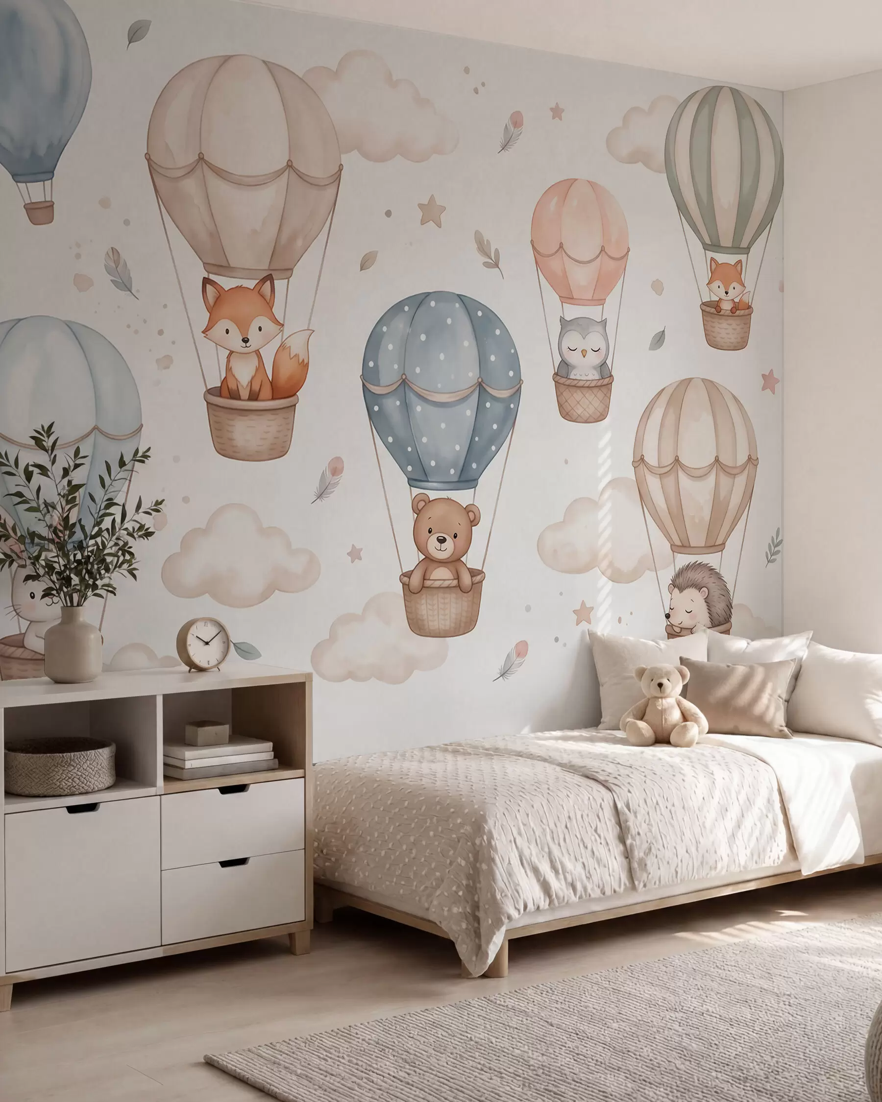 Fotobehang Vriendjes in luchtballonnen w10001