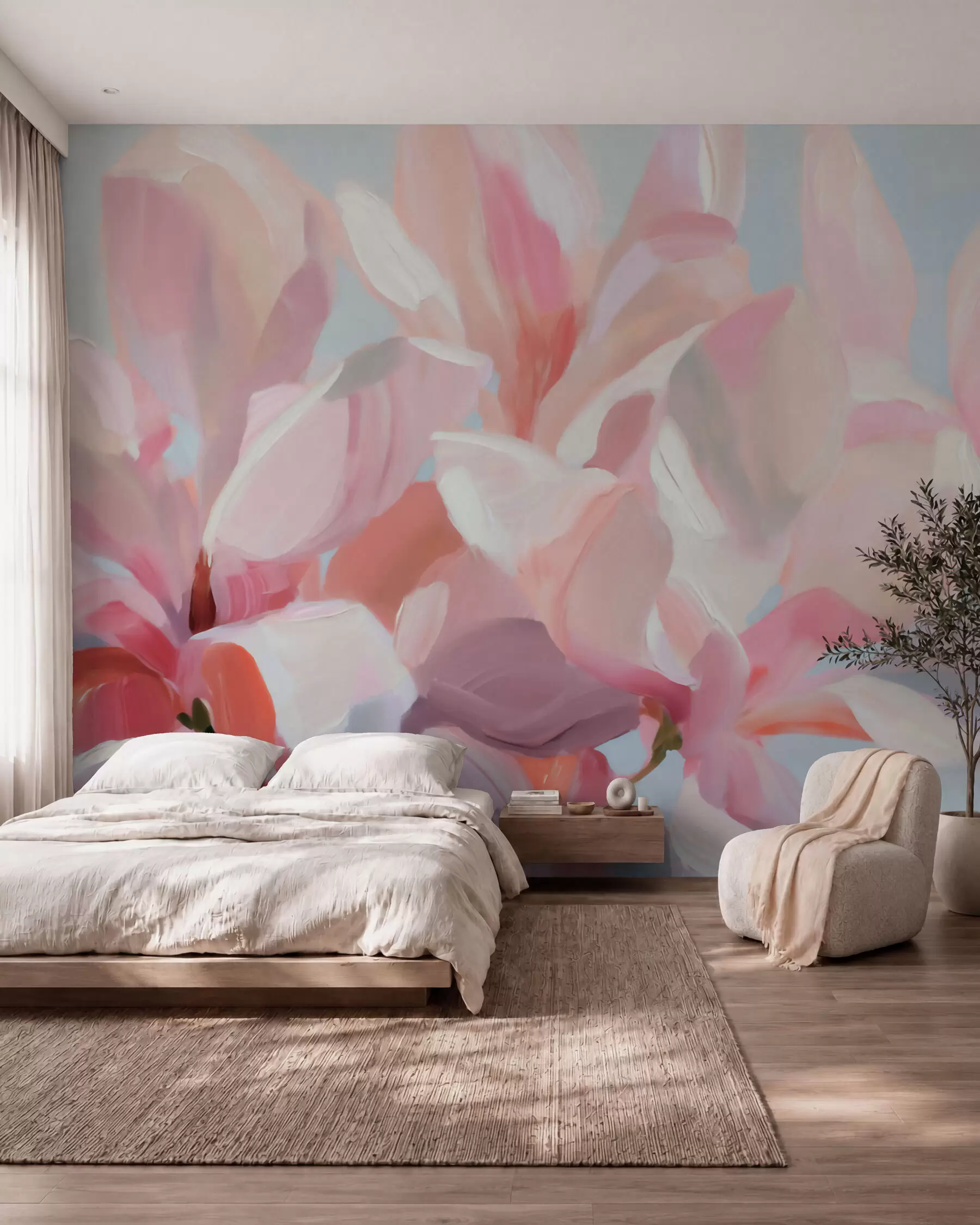 Fotobehang Magnolia in roze tinten w10043