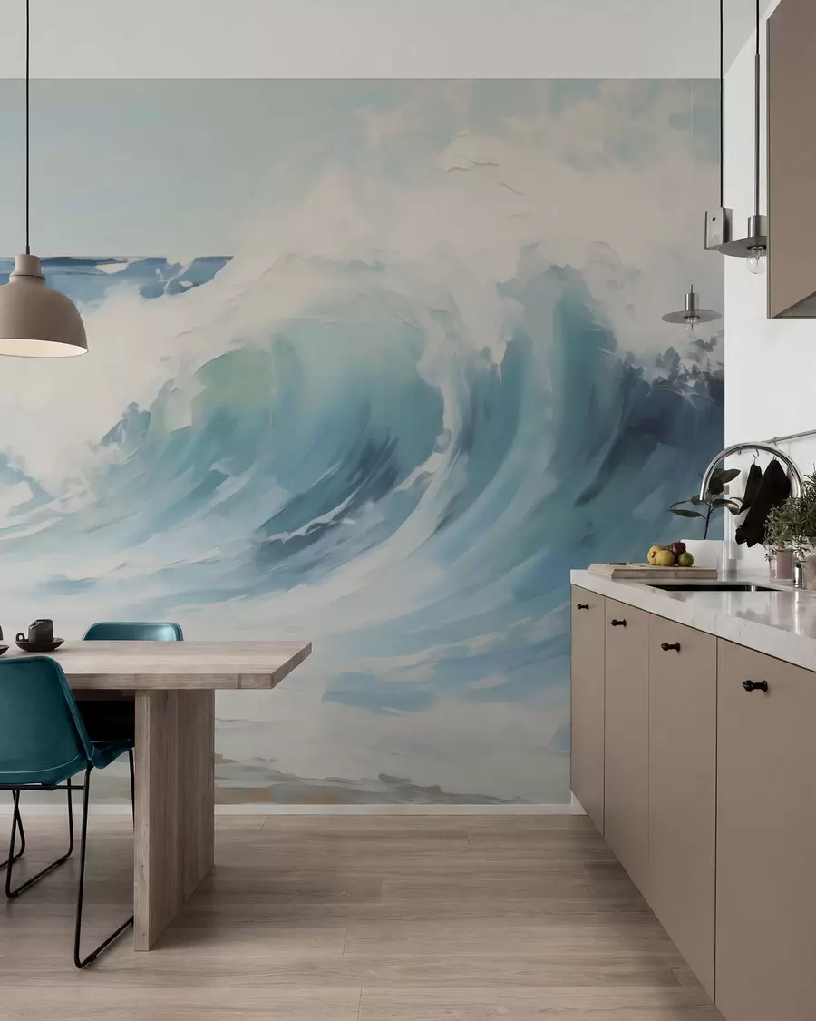 Papier peint photo Vagues en bleu w05899
