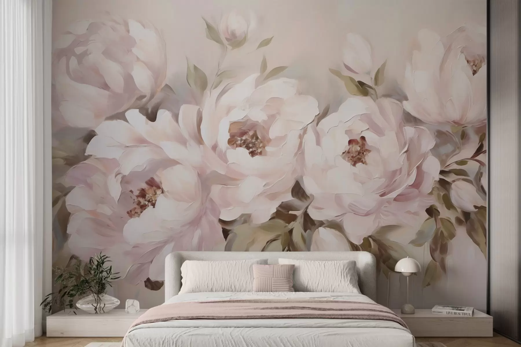 Papier peint photo Pivoines abstraites, peinture de style abstrait w05901