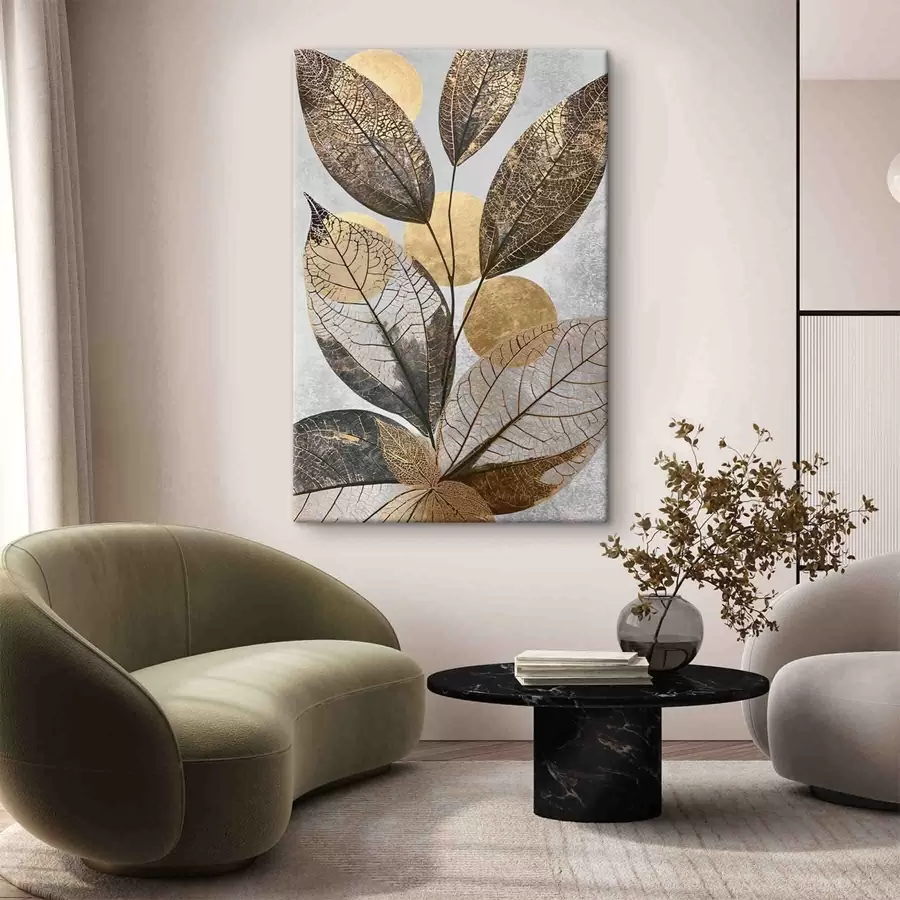 Fotobehang Abstracte bladeren met cirkels s50711