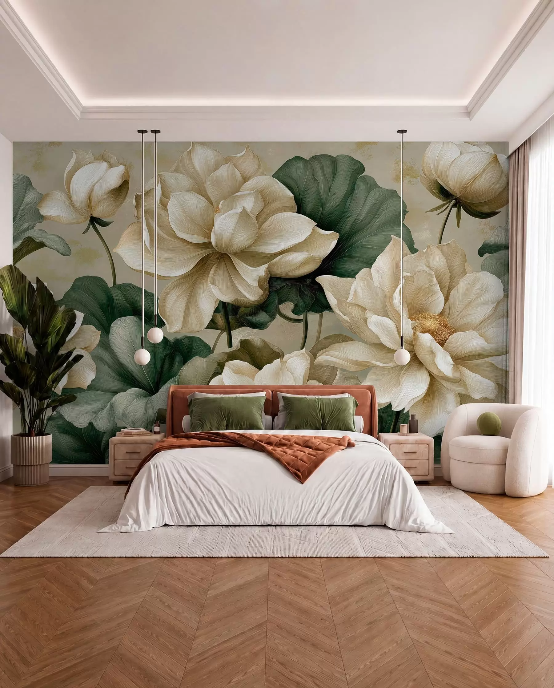 Papier peint photo Lotus crème w05746