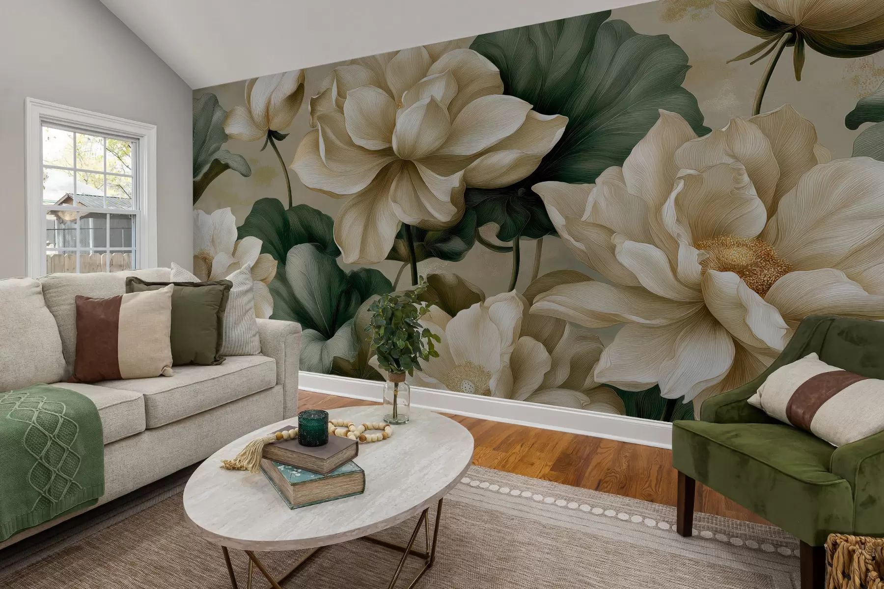 Fotobehang Lotusbloemen en -bladeren w05746