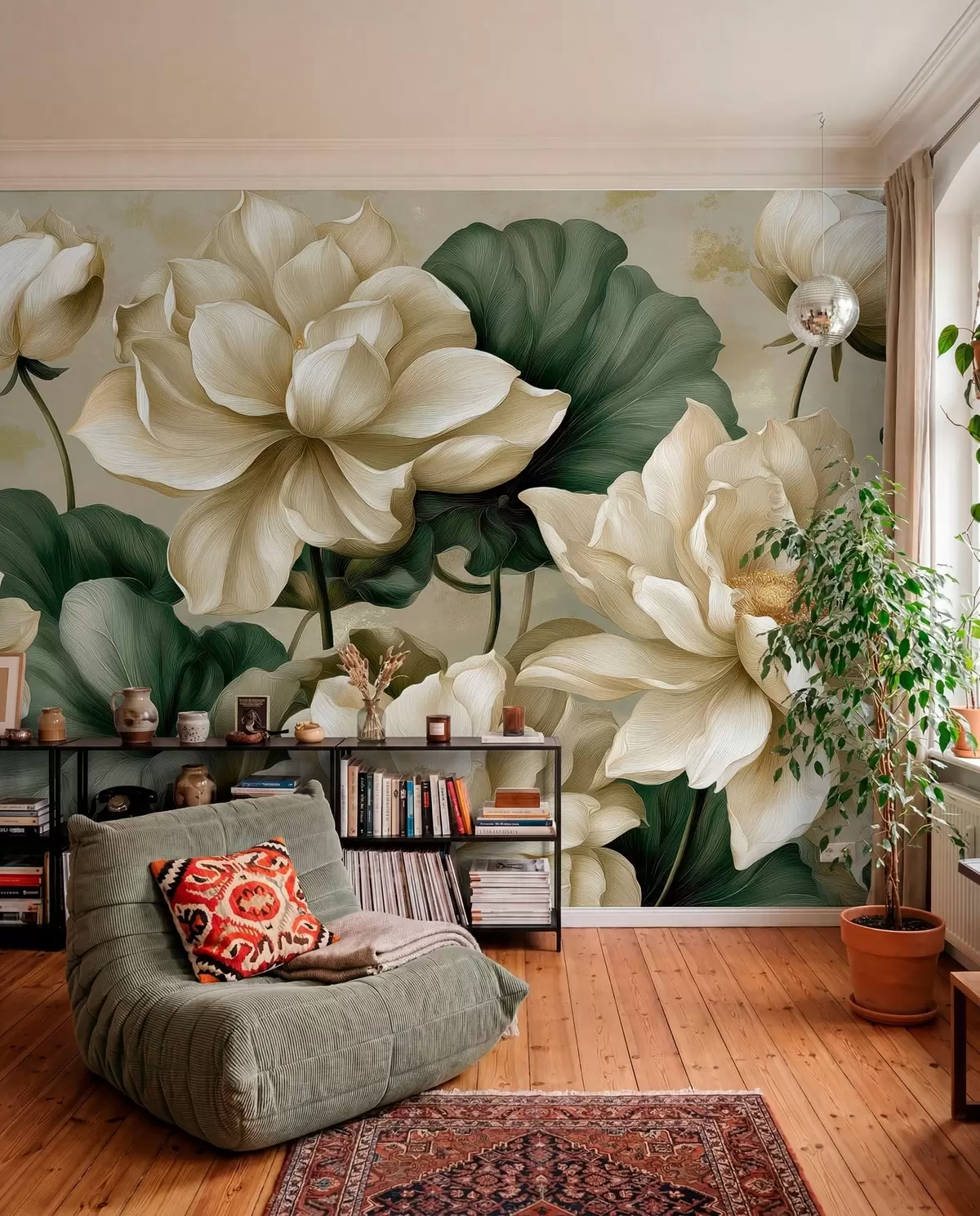 Papier peint photo Lotus crème w05746